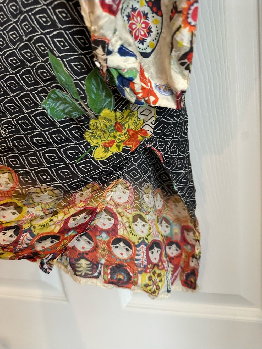 Johnny Was RARE Babette Russian Nesting Dolls 100% Silk Top Size 2X - Picture 8 of 12